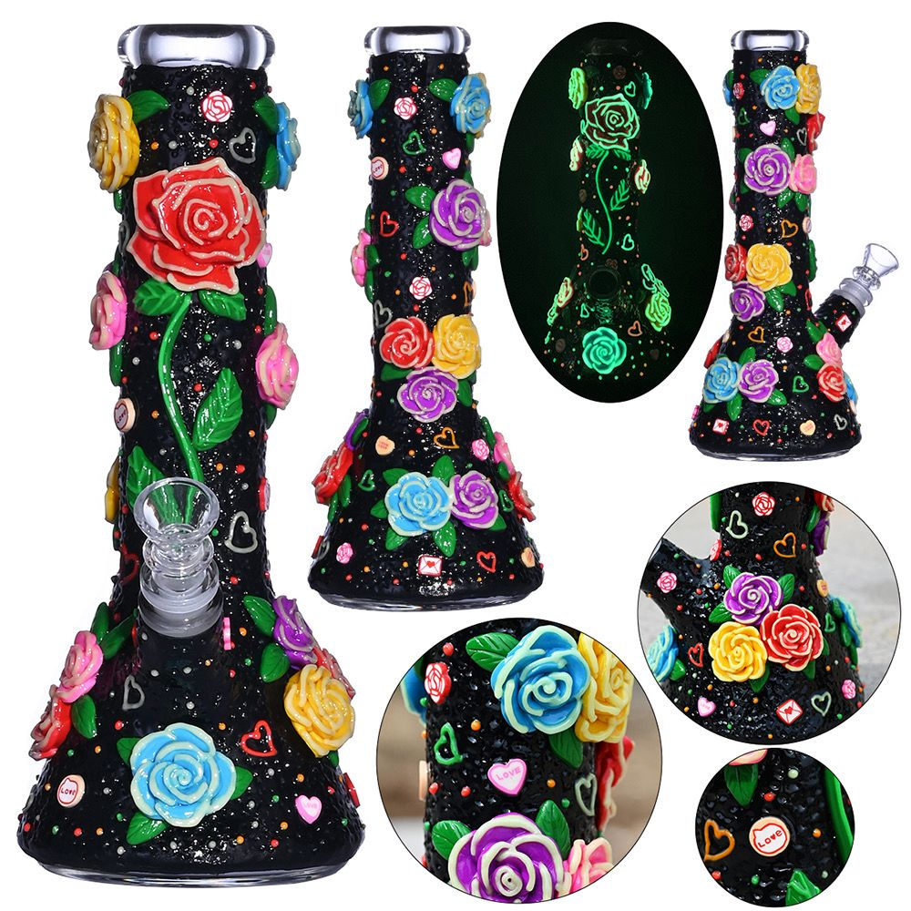 10-Inch Rose Beaker Water Pipe with 3D Glow Design - Image 2