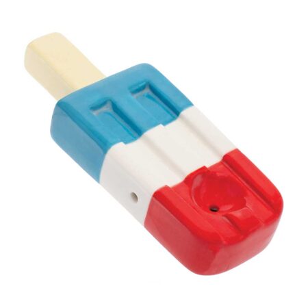 RED WHITE & BLUE POPSICLE CERAMIC PIPE – WACKY BOWLZ