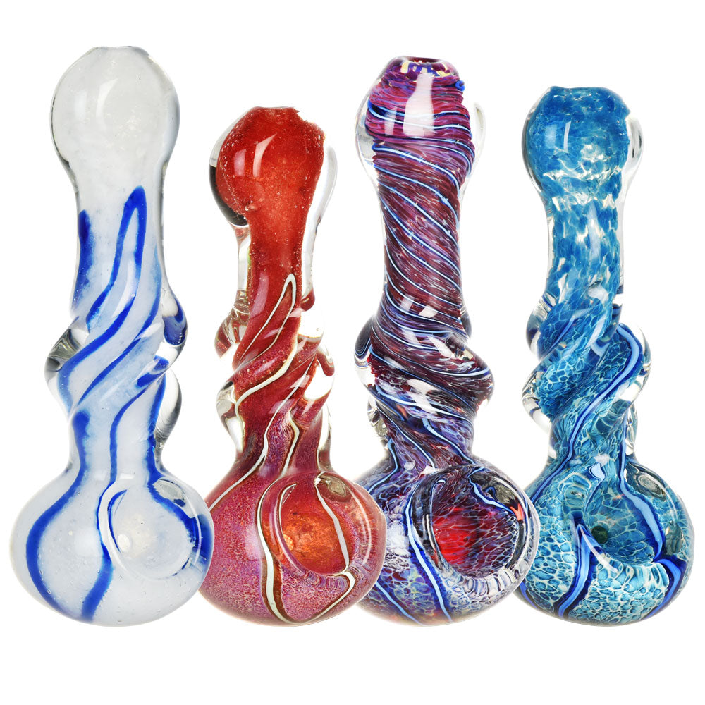 Mid Twist Marbled Spoon Pipe – 4.5″ / Colors Vary
