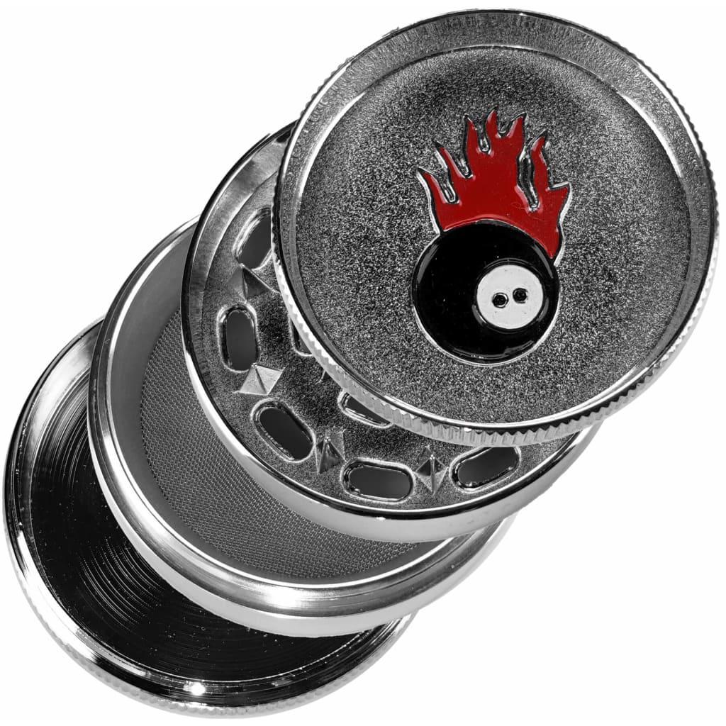 4-part Metal Grinder with Iconic Symbols Including Flaming Dice - Image 4
