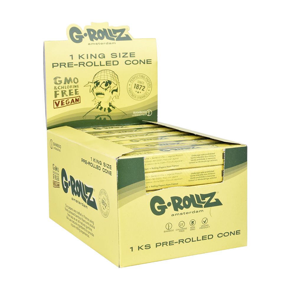 G-ROLLZ Bamboo Unbleached Pre-Rolled Cones – King Size 72ct