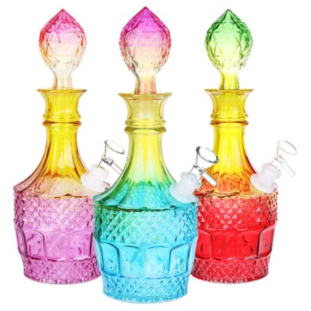 Vintage Decanter Ombre Glass Water Pipe – Liquor / 12″ / 14mm F / Colors Vary