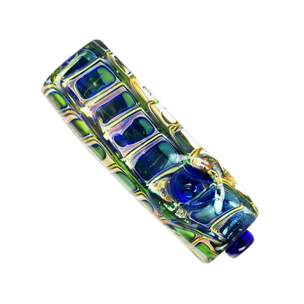 Iridescent Jewel Squared Glass Hand Pipe- 3.75″ /Colors Vary