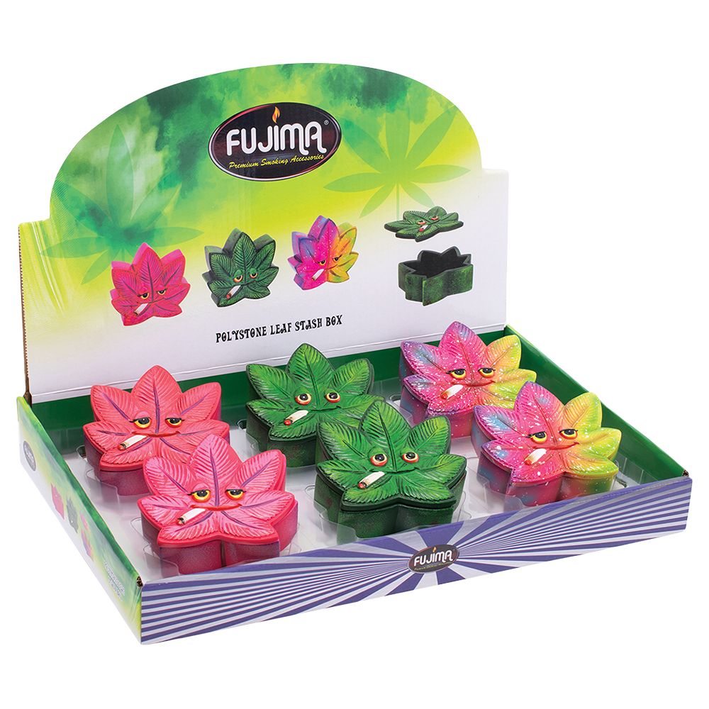 Fujima Stoned Hemp Leaf Stash Box – 3.5″ x 3.5″ 6ct