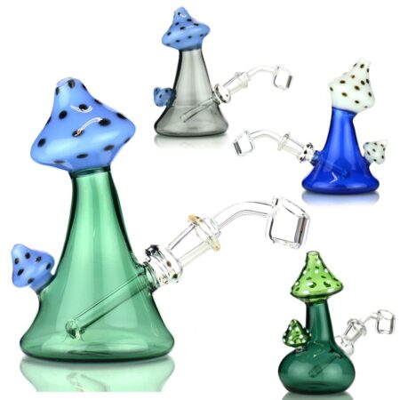 Mushroom Design Color Tube Glass Water Pipe 5.5 Inch with 14mm Bowl