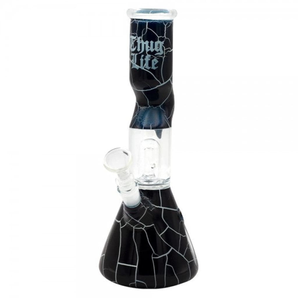 Thug Life Glass Water Pipe Black Broken Stone Design
