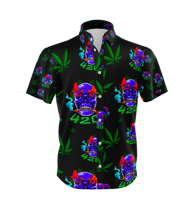 Mystic Skull Leaf Black Graphic Tee Set