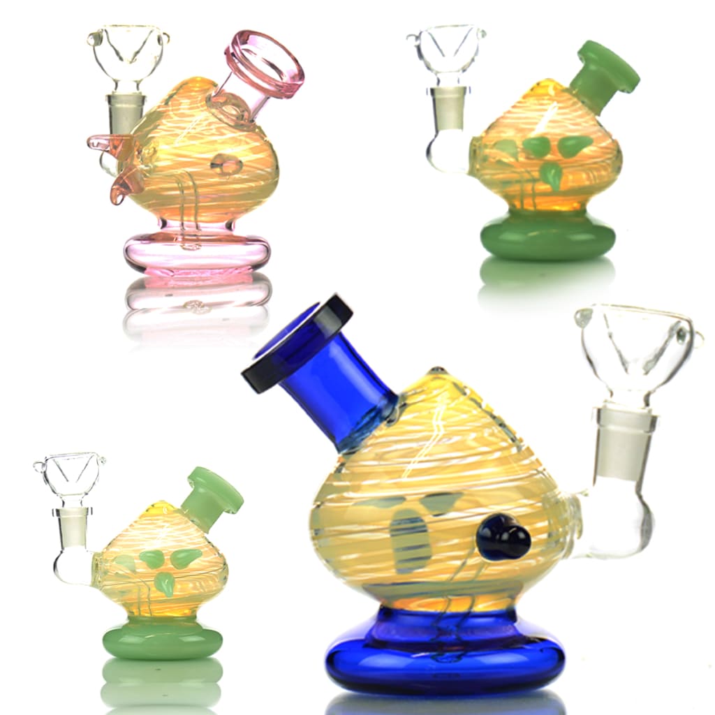 Silver Fume Glass Water Pipe with 14mm Male Bowl 5 Inch