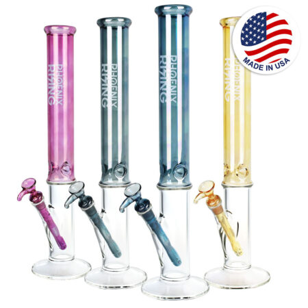Phoenix Rising Shine Tops Tall Straight Water Pipe-18″/14mm F/Clrs Vry