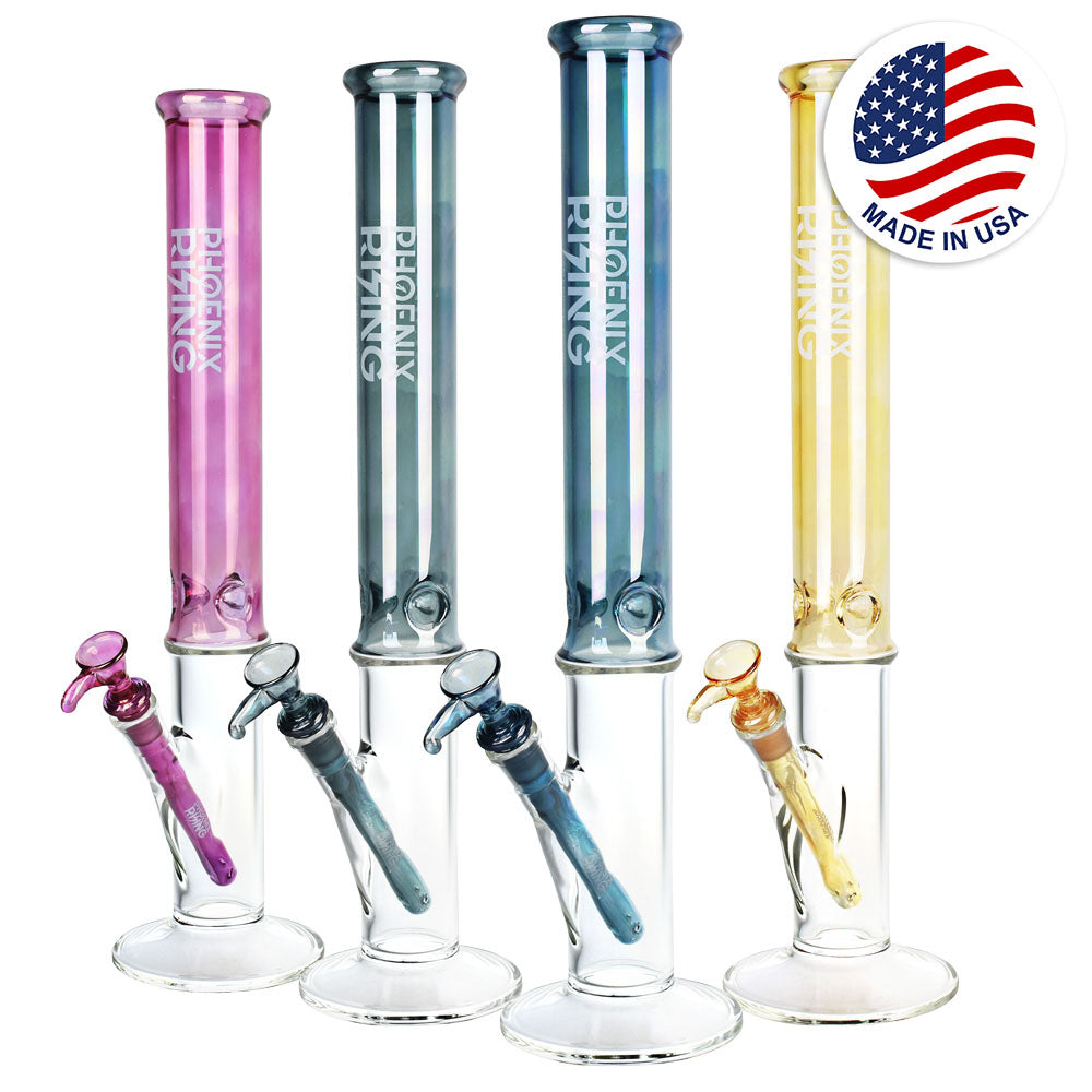 Phoenix Rising Shine Tops Tall Straight Water Pipe-18″/14mm F/Clrs Vry
