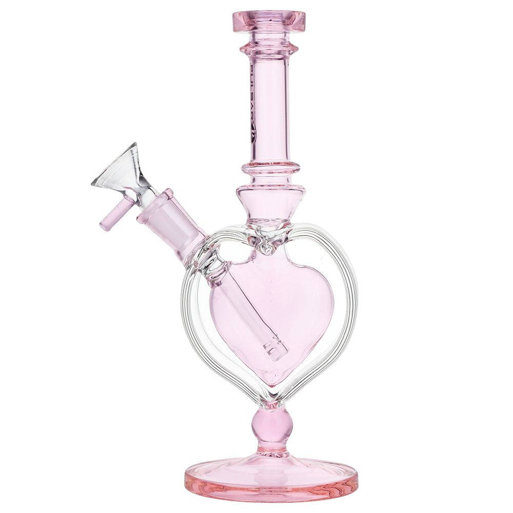 Pulsar Pink Heart Chalice Glass Water Pipe – 9″ / 14mm F