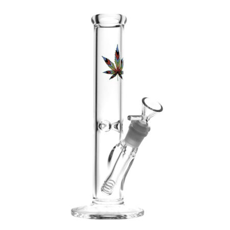 Rainbow Hemp Leaf Water Pipe - 10" / 14mm Female