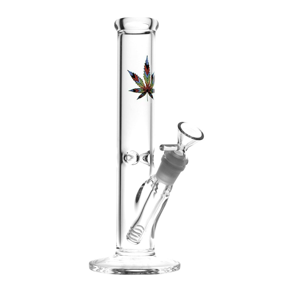 Rainbow Hemp Leaf Water Pipe – 10″ / 14mm Female