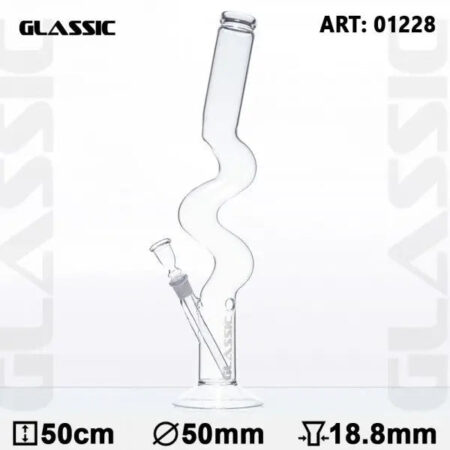 Classic Zig Zag Colored Glass Water Pipe Bong 19.5"