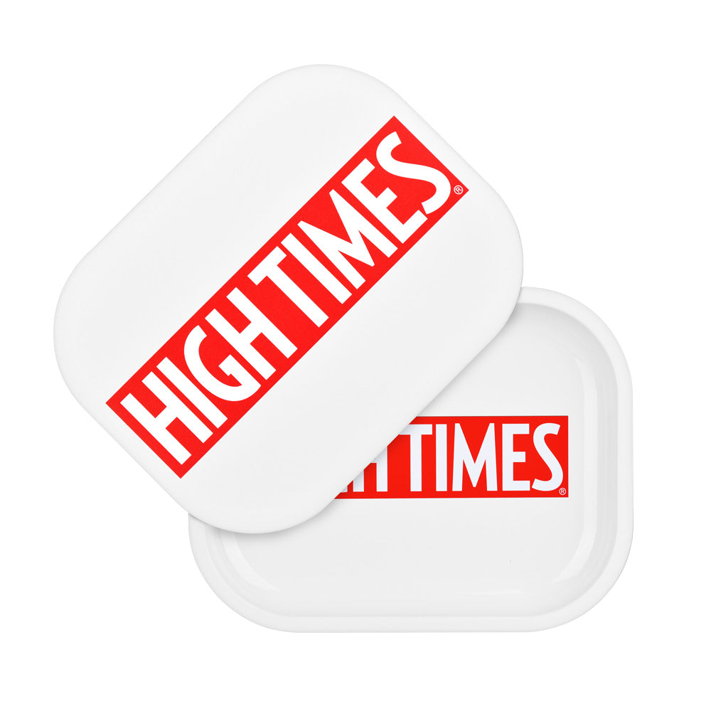 High Times x Pulsar Mini Metal Rolling Tray w/ Lid – White Logo / 7″x5.5″