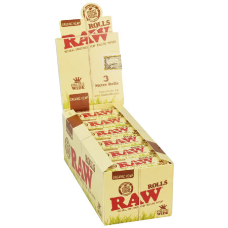 RAW Organic Hemp Rolls Rolling Paper -3m/King Size Wide 12pcs