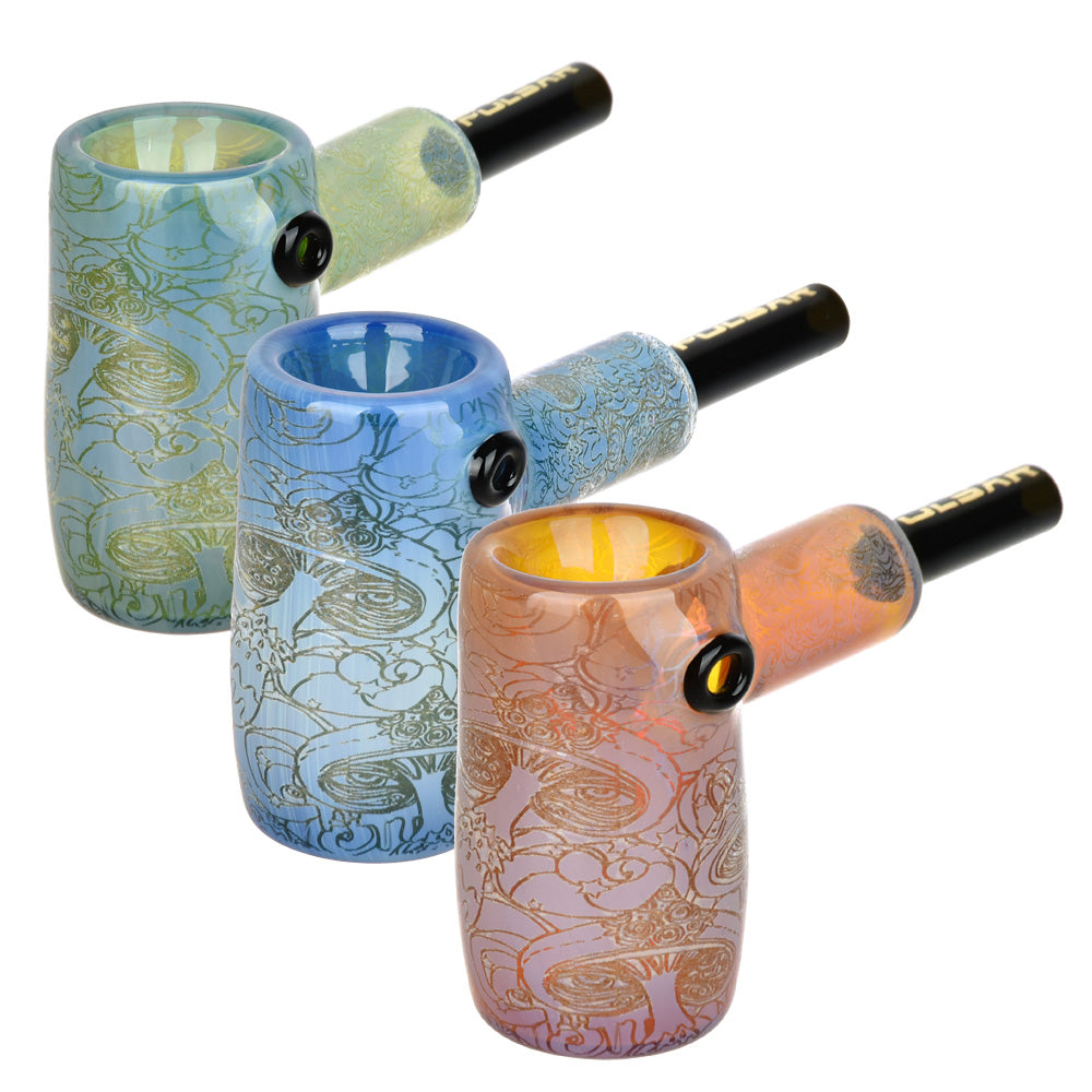 Pulsar Inside Print Glass Mini Hammer Bubbler | Melting Shrooms | 3.5″