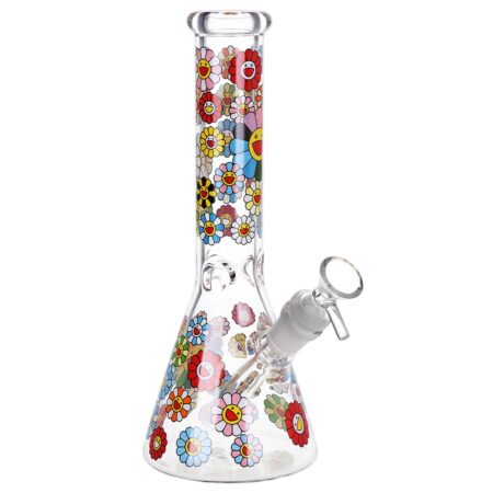 Smiling Flowers Beaker Glass Water Pipe – 10″ / 14mm F