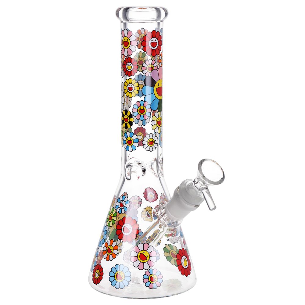 Smiling Flowers Beaker Glass Water Pipe – 10″ / 14mm F