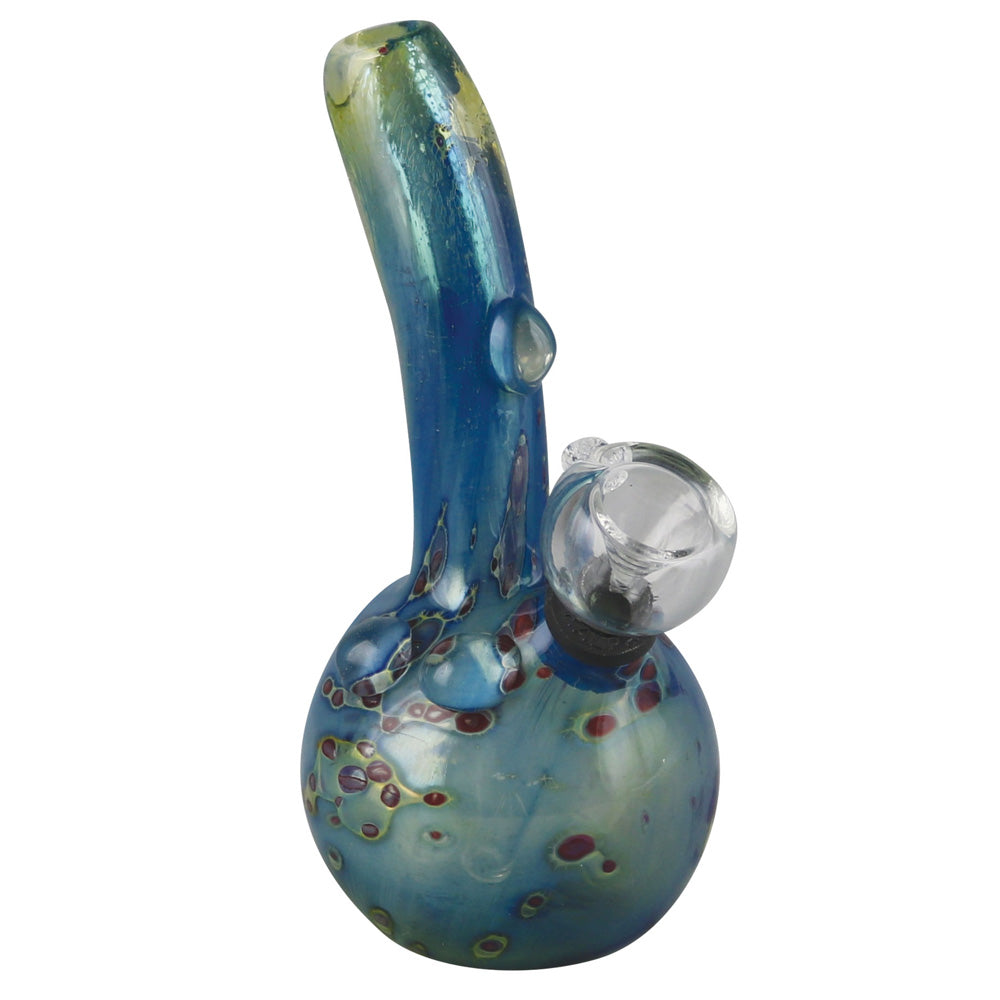 Double Glass Water Pipe- 5.25″ / Grommet / Blue w/ Red Spots