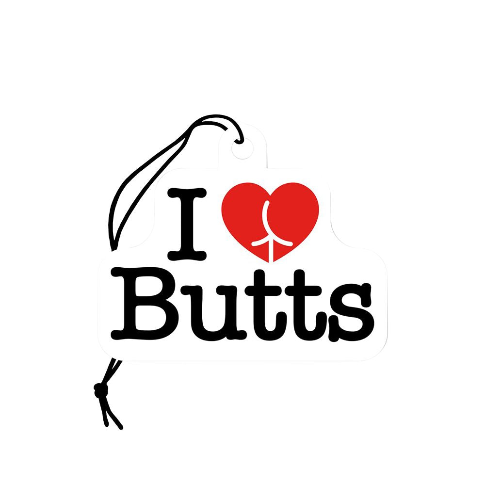 Wood Rocket Car Air Freshener – I Heart Butts / Apple Scent / 4″x3″