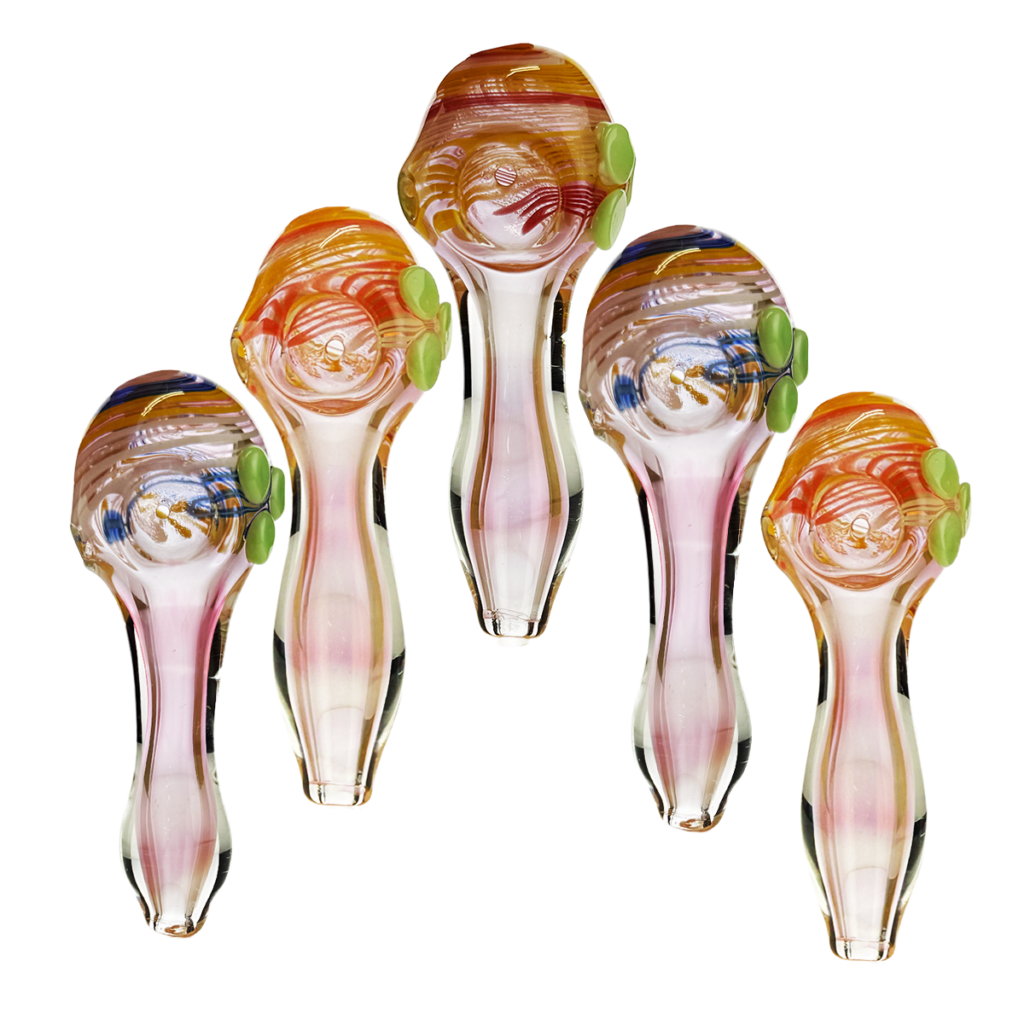 Gold Fume Spiral Design Glass Hand Pipe 4.5″