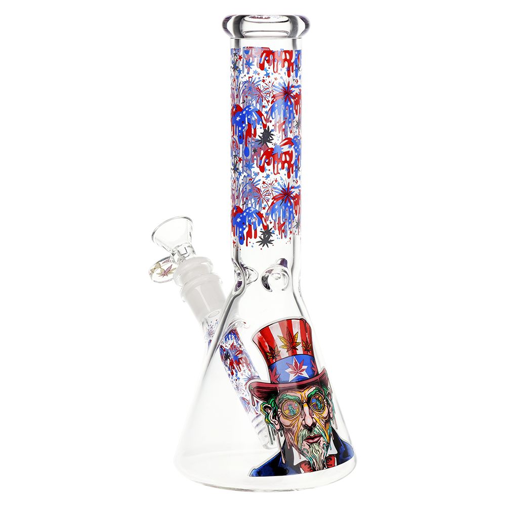 Pulsar Melting Uncle Sam Beaker Glass Water Pipe – 9.75″ / 14mm F