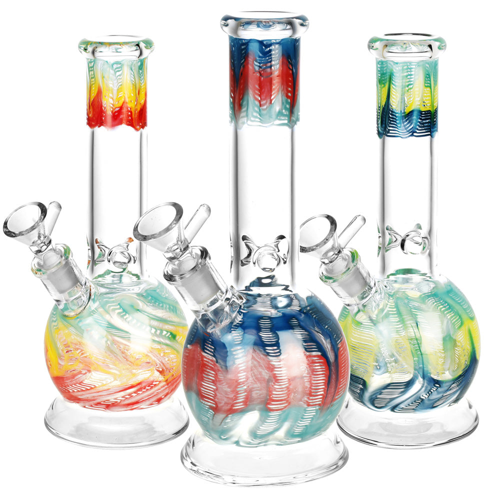 Raked Bubble Bottom Water Pipe – 8.25″/14mm F/Colors Vary