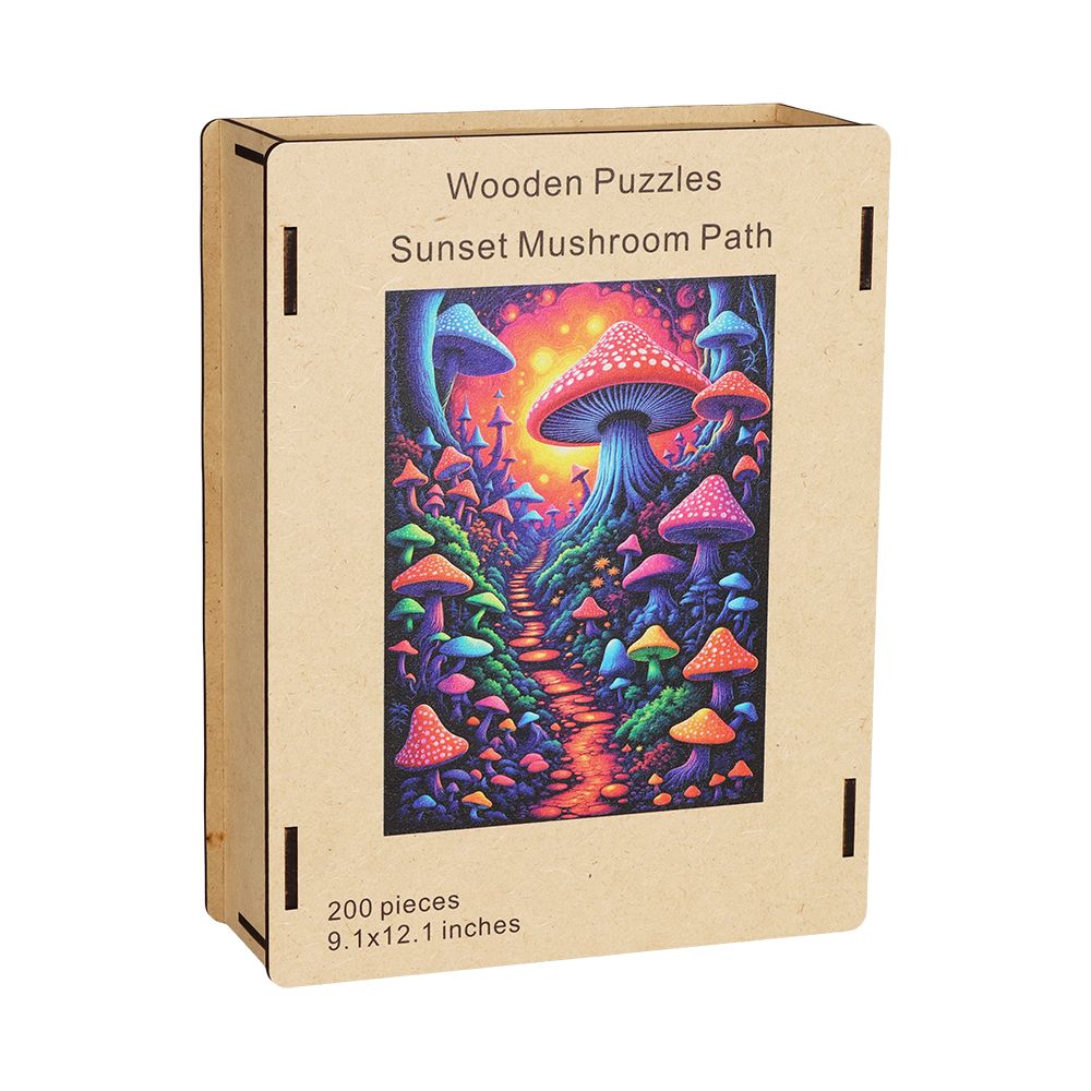 Sunset Mushroom Path Whimsy Wooden Puzzle – 200 Pieces