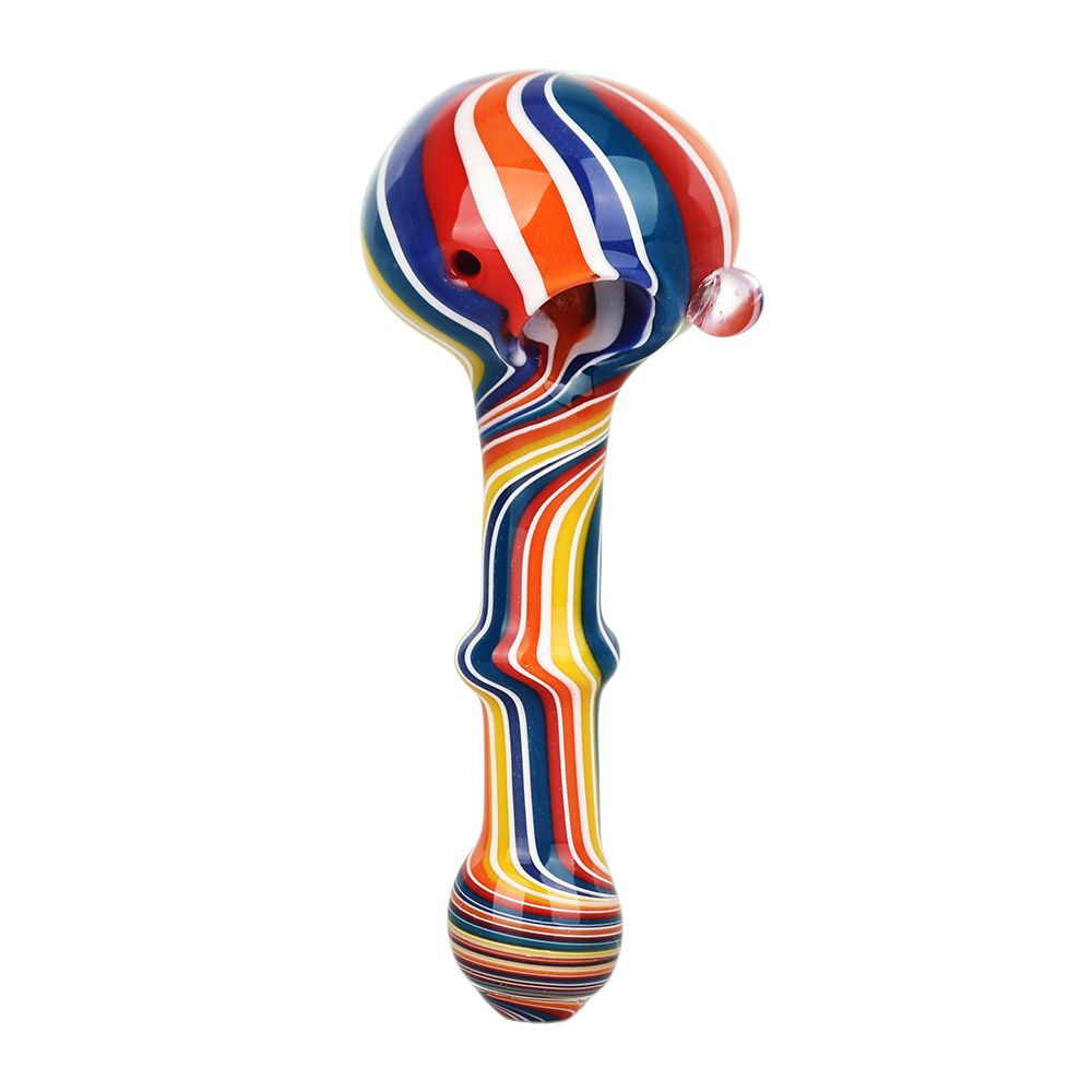 Rainbow Stripes Glass Spoon Pipe – 5″