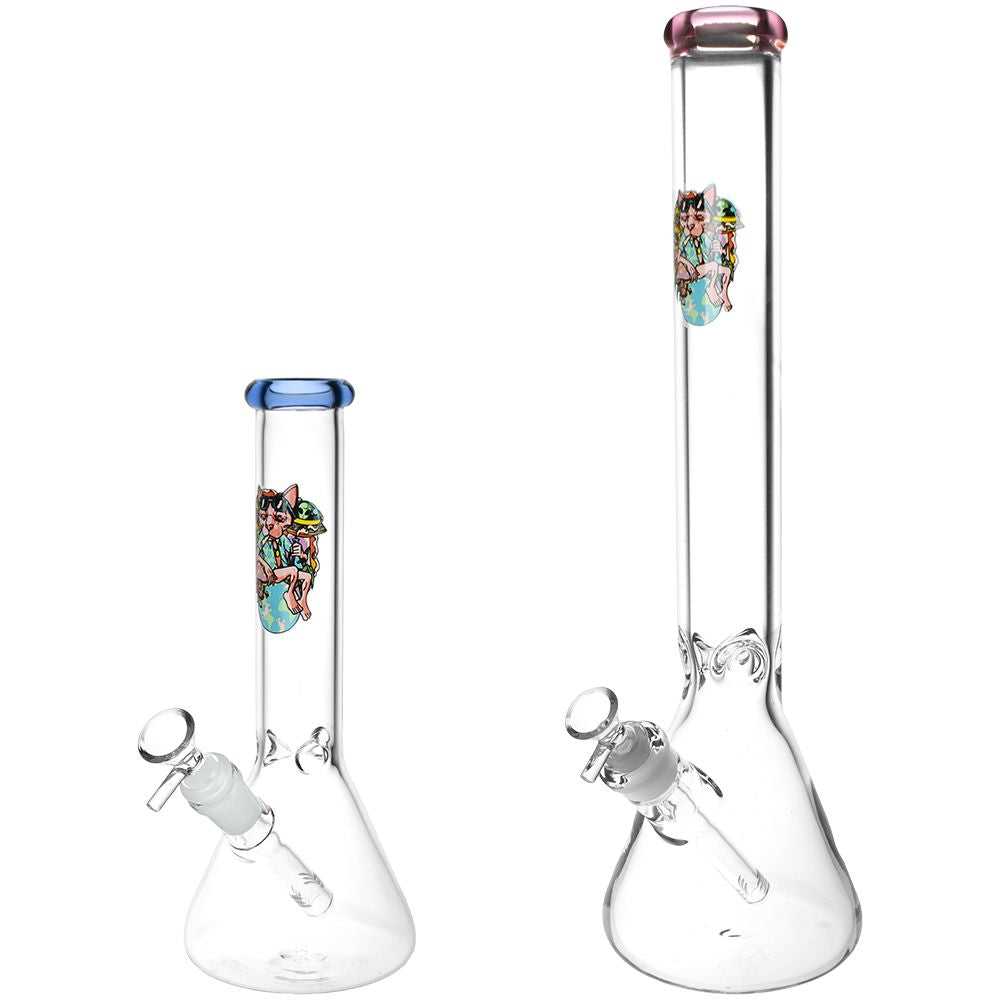 Chill Cat Glass Beaker Water Pipe | 14mm F | Colors Vary