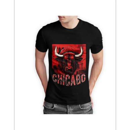 Chicago Half Sleeve Black T-shirt Comfortable and Stylish - Medium