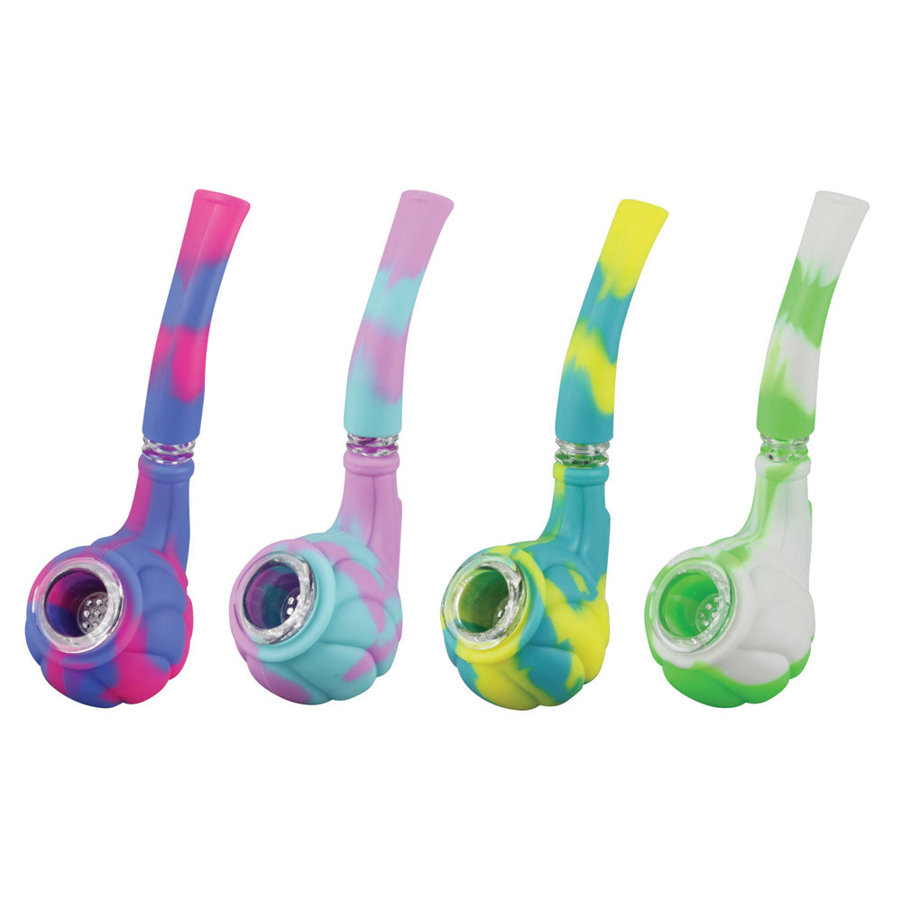 Silicone Handpipe w/ Glass Screen – 5.5″ / Colors Vary