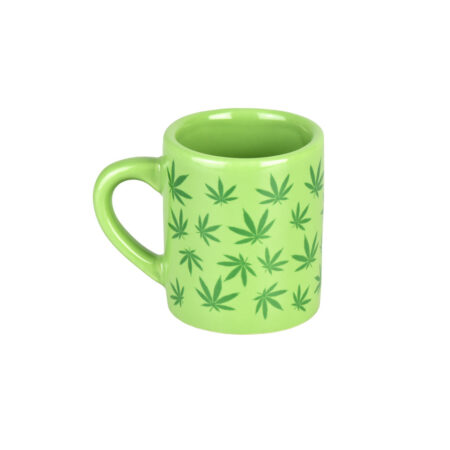 Hemp Leaf Mug Ceramic Shot Glass – 2oz