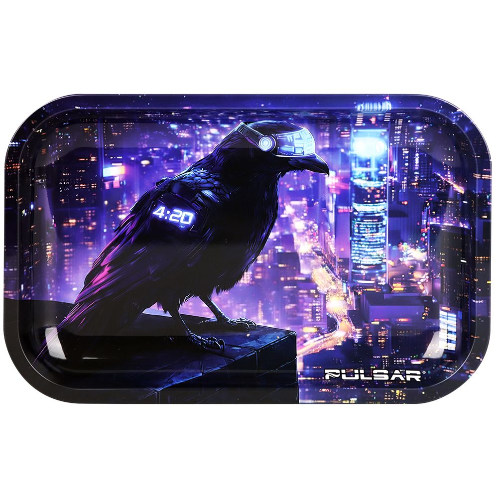 Pulsar Metal Rolling Tray – Agent Crow / 11″x7″