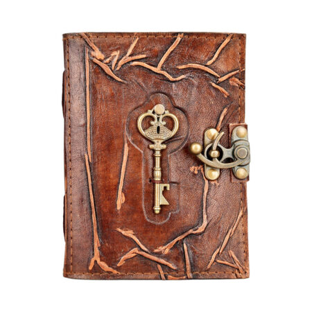 Key To the City Embossed Leather Journal w/ Metal Key Accent - 5"x7"