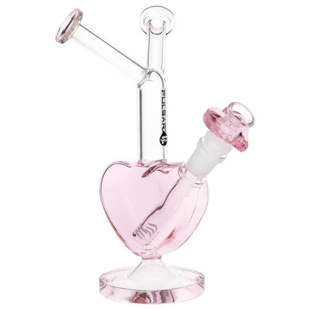 Pulsar Double Kiss Heart Glass Water Pipe – 11″ / 14mm F