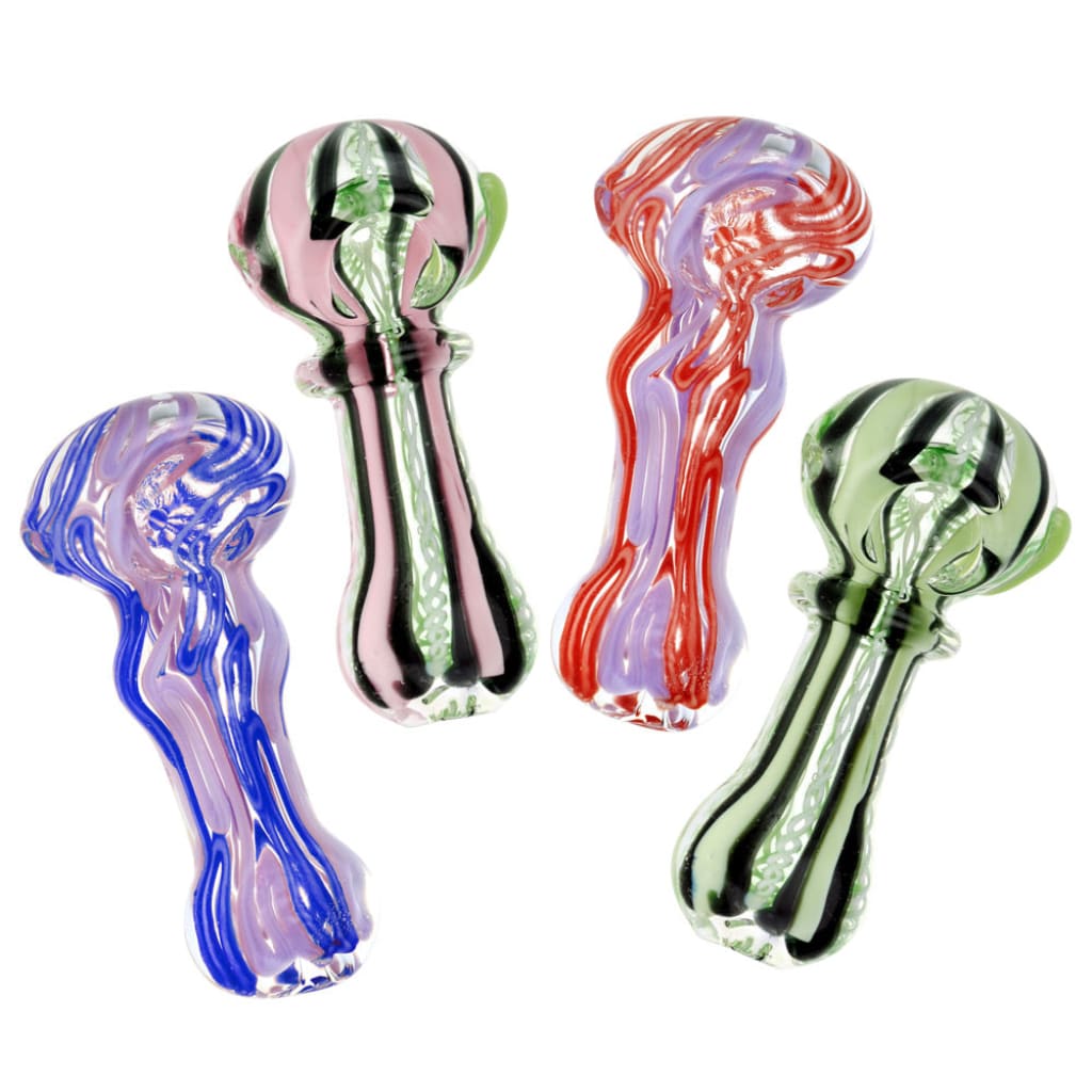 Multicolored Spoon Pipe with Slime Squiggle Design