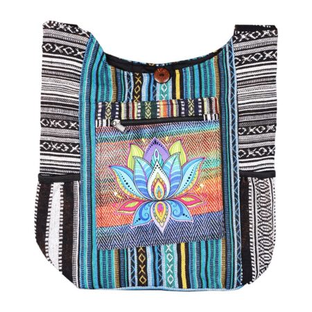 ThreadHeads Lotus Blooming Aztec Patchwork Shoulder Sling Bag - 16"x15"