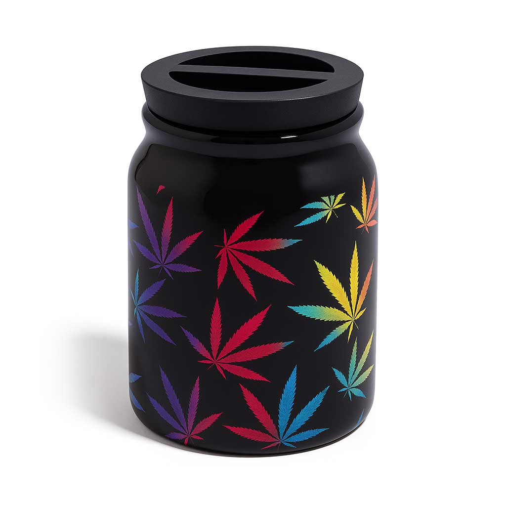 LARGE CERAMIC STASH JAR – WEED LEAFS