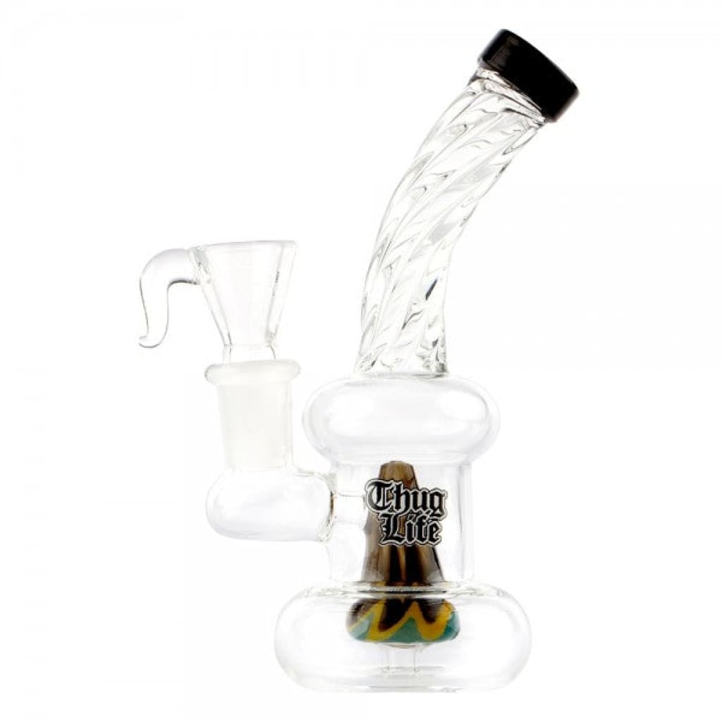Rasta Water Pipe with Spiral Neck Design and Custom Rasta-colored Percolator