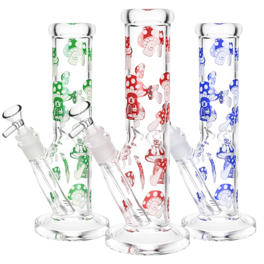 Shroom Life Straight Tube Water Pipe- 10.5″/14mm F/Clrs Vry