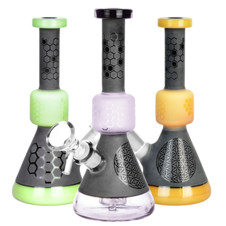 Black Frost Bee Geometry Water Pipe - 7"/14mm F/Colors Vary