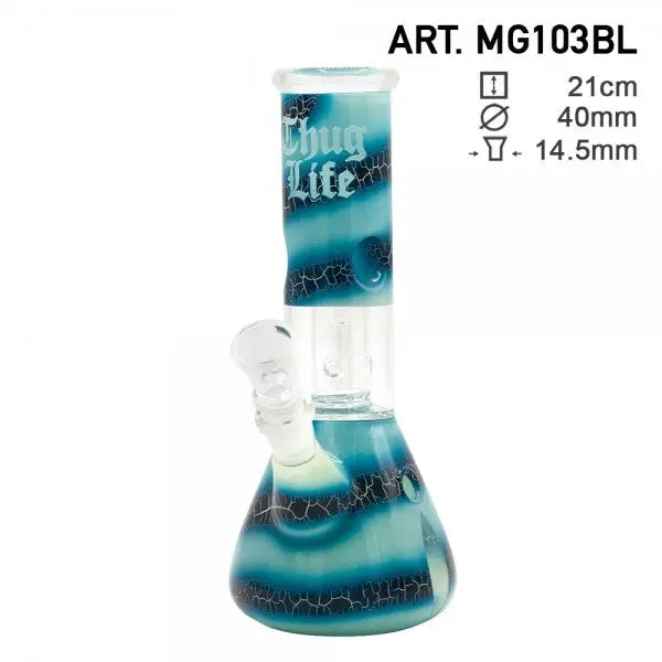 Thug Life | 8″ Blue Ocean Swirl Water Pipe