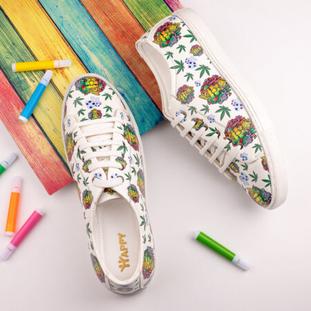 Iconic Lion Motif Vegan Leather Sneakers