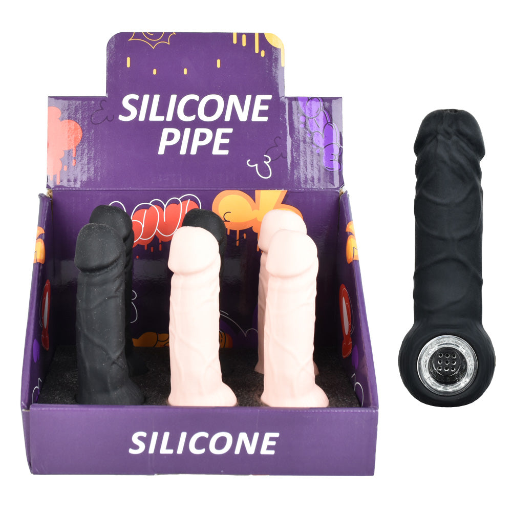 Penis Silicone Hand Pipe – 5.25″ / Assorted Colors 6pcs