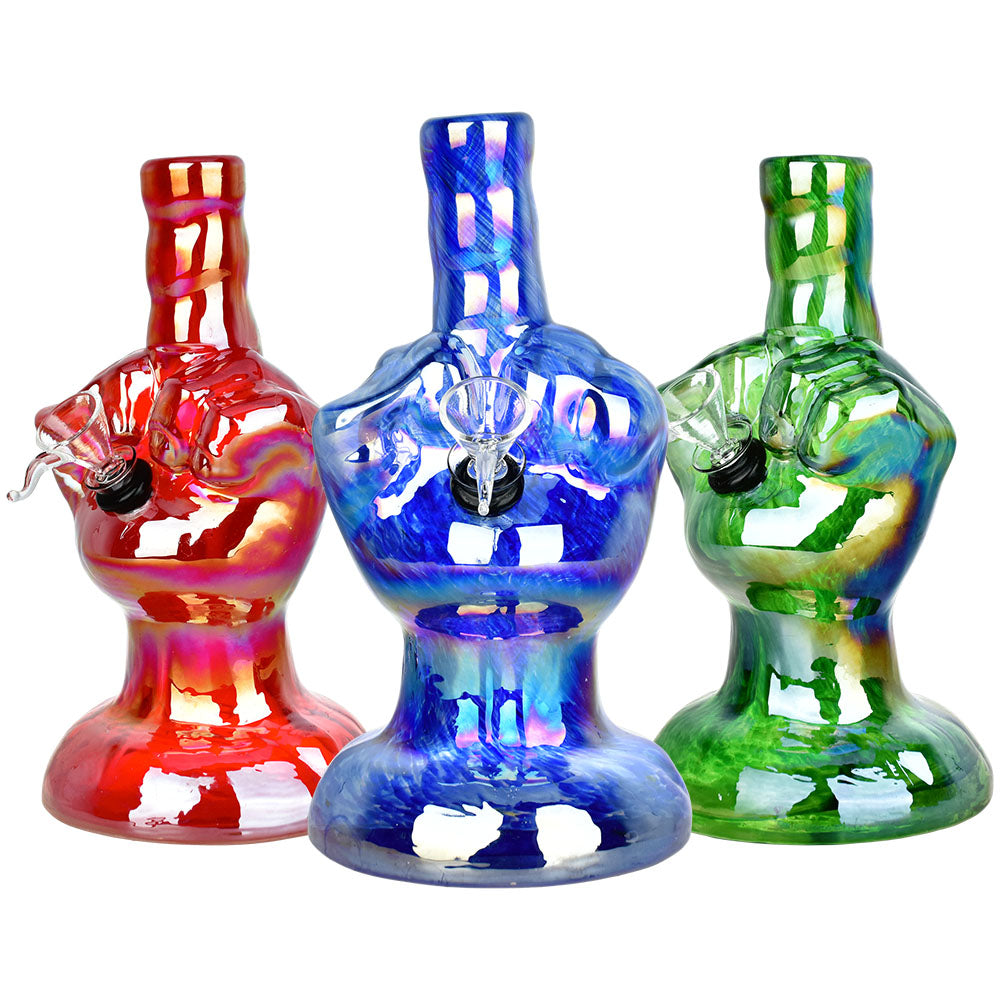 Number One Electroplated Soft Glass Water Pipe – 8.25″ / Colors Vary