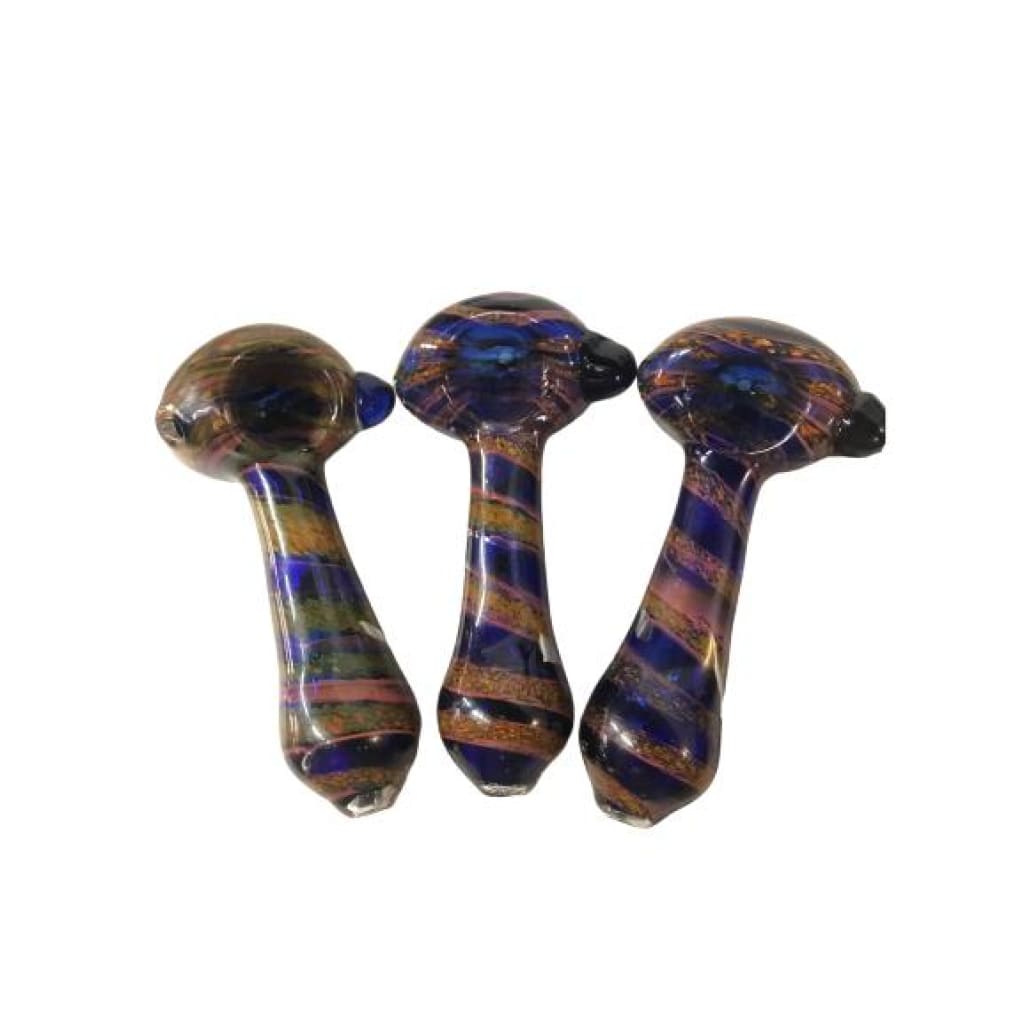 Small Hand Pipe Featuring Blue and Green Colors Swirl Design
