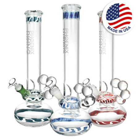 Phoenix Rising Bead Handle Water Pipe - 14"/14mm F