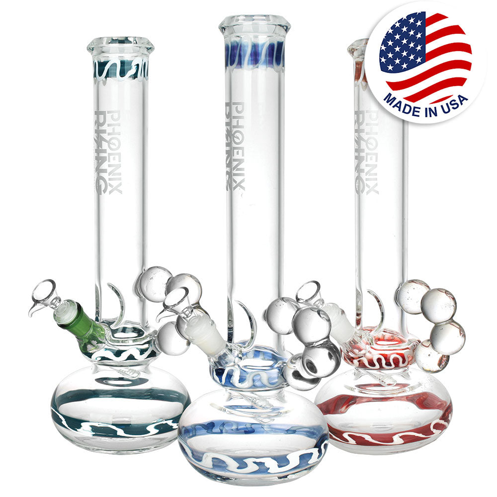 Phoenix Rising Bead Handle Water Pipe – 14″/14mm F